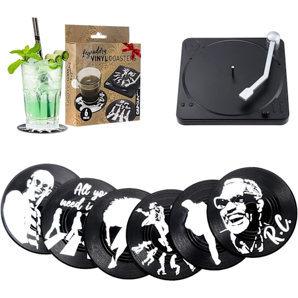 Vinyylialuset 6 kpl, CD-aluset Retro juomille Vinyyli, ZQKLA