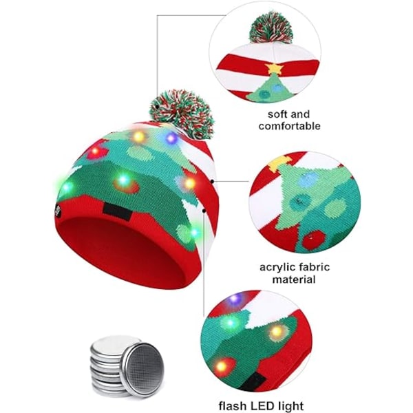 Christmas LED Light up Beanie Hats Ugly Sweater Knit Hats fo,ZQKLA