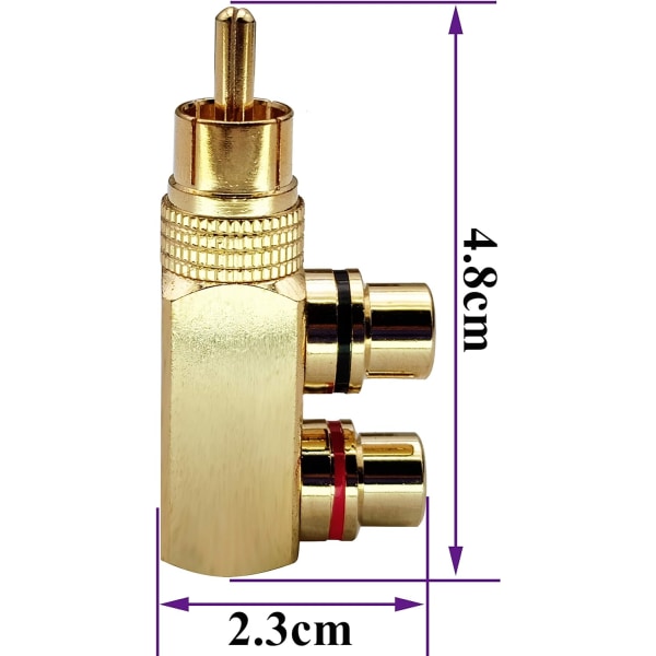 Retvinklet RCA Y splitteradapter, forgyldt 90 grader RC, ZQKLA