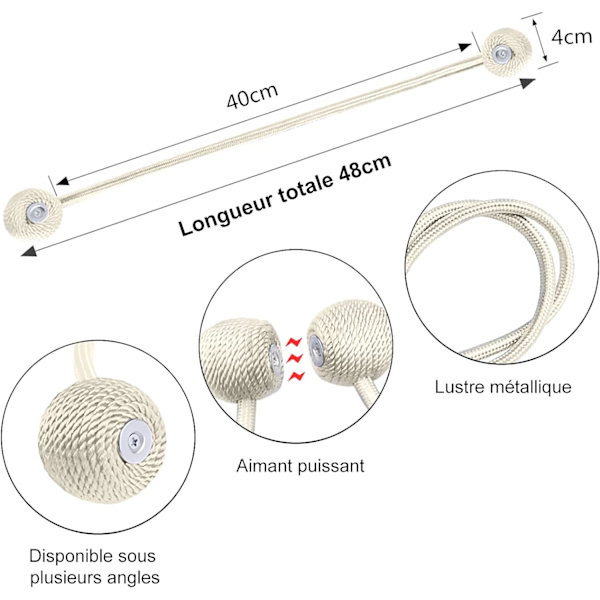 Magnetiska gardinomtag Magnetiska gardinomtag med flätning, ZQKLA