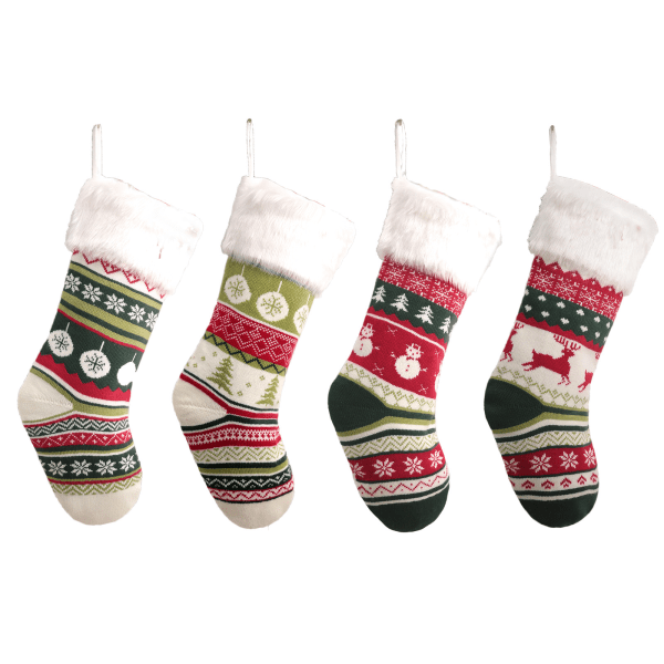 4-pakning Store Julestrømper, 38 cm Strømper, Klassisk La, ZQKLA