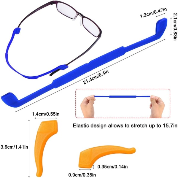 6-paknings anti-skli silikonbrillestropper og kroker for barn, ZQKLA