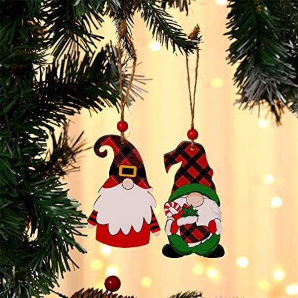Jul Tomte 4 st Trä Ornament Dekor, Jul Trä Tomte Prydnad