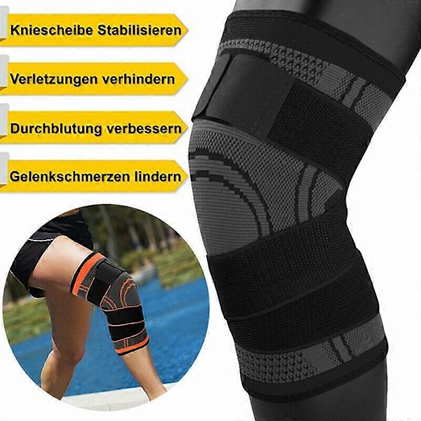 2x Knebandasje Knestøtte Bandasje Smerter Kompresjon Sportsbandasje Knebeskyttere, XL(Benomkrets:50-55cm)