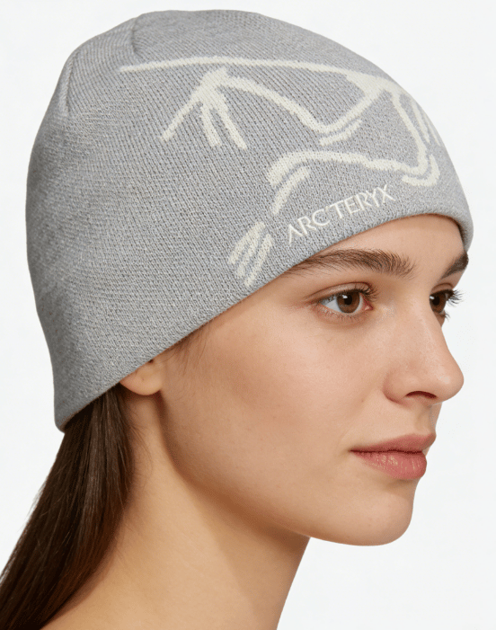 Arc'teryx harmaa neulottu pipo, lämmin ja tuulenpitävä ulkoiluun light gray