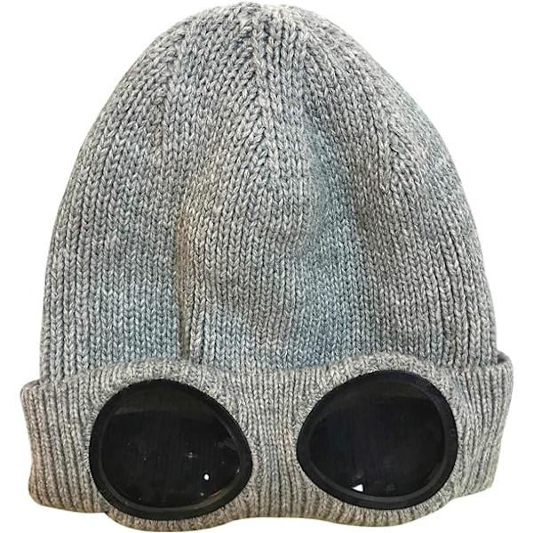 Unisex Goggle Hue Strikket Vinter Tyk Hue, Grå, ZQKLA