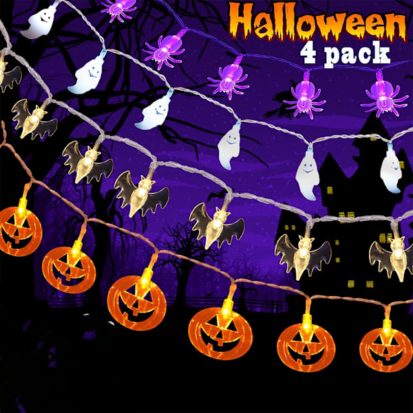 4 kpl Halloween-koristevalot, ZQKLA