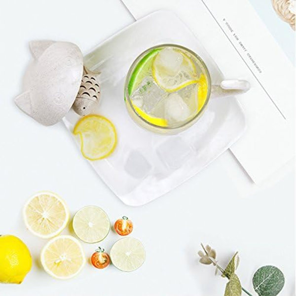 Katt Glass Tekopp, Vannflaske med Fiskeformet Te-infuser, Kaffe