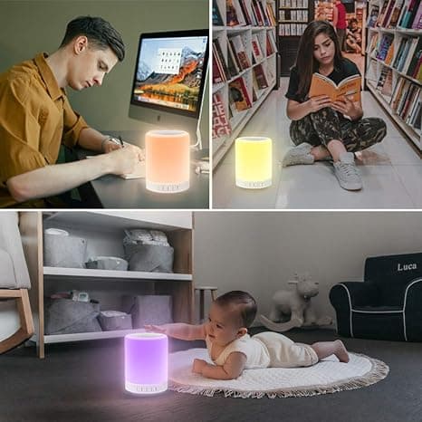 Kosketus-yöpöytälamppu - Bluetooth-kaiuttimella, himmennettävä väri, ZQKLA