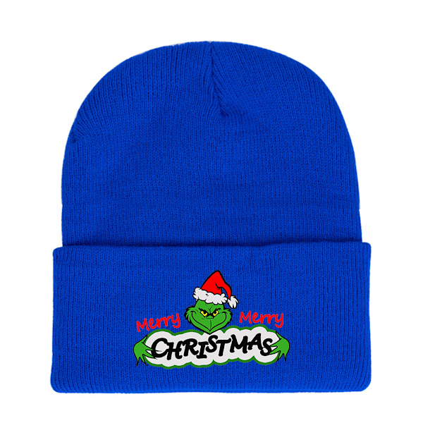Grön Grinch Stickad Mössa Grinch Stickad Mössa Höst Vinter Tryckt Solid C