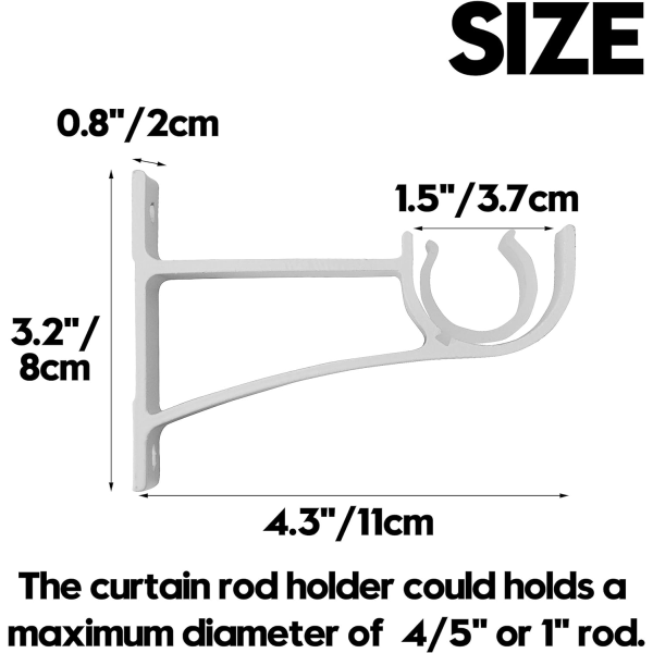 4-pack Heavy Duty aluminiumlegering enkelgardinstångsfästen, ZQKLA