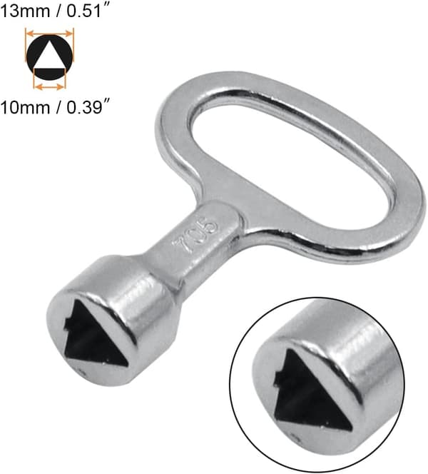 Set med 2 Metalliska Triangulära Skiftnycklar för Mätarboxar, Silver Soc,ZQKLA