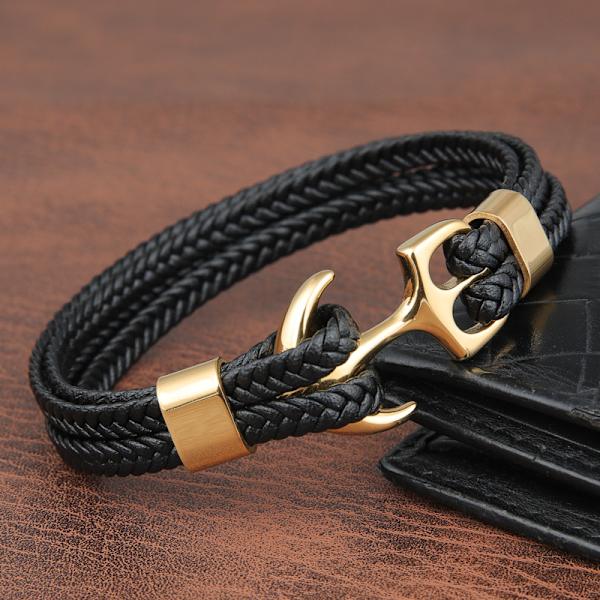 Mænds Vintage Anker Læderarmbånd Multilayer Armbånd Cu,ZQKLA