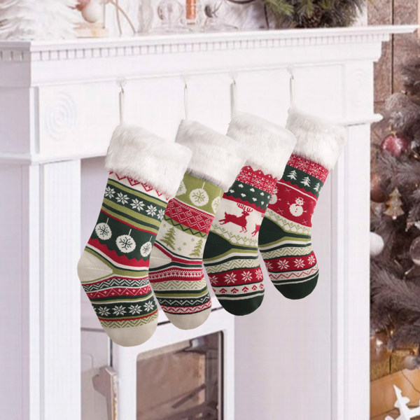 4-pakning Store Julestrømper, 38 cm Strømper, Klassisk La, ZQKLA