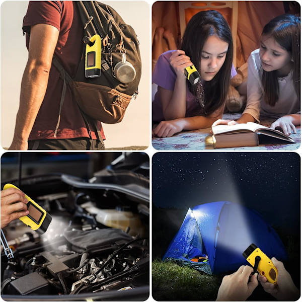 Solarlampa (-Gul), Solar LED Ficklampa & Handvevsladdning, ZQKLA