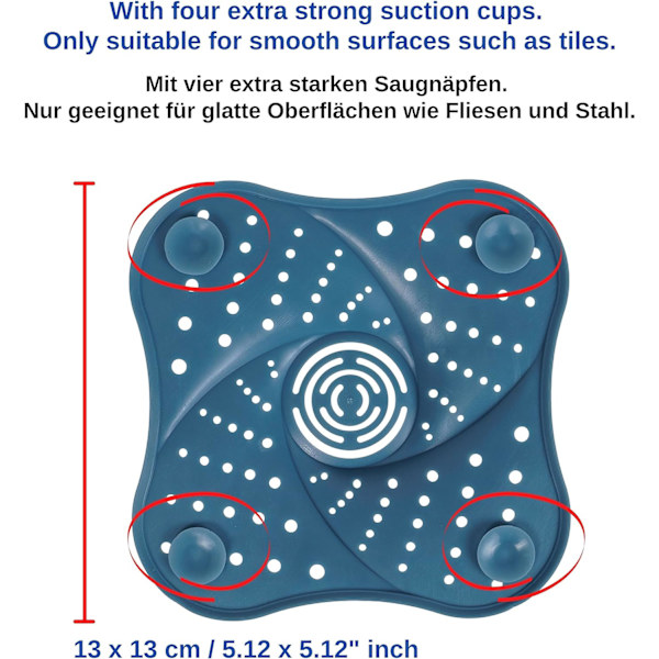 Diskho Avloppssilar, 13 x 13cm, Blå, Vattenstopp för Badrum, ZQKLA
