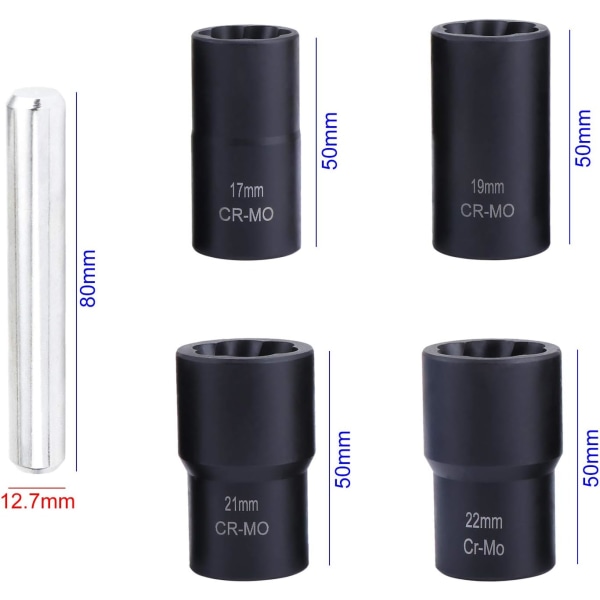 5-delt Twist Socket Sett, 1/2\" Skadet Boltuttrekker for Re,ZQKLA