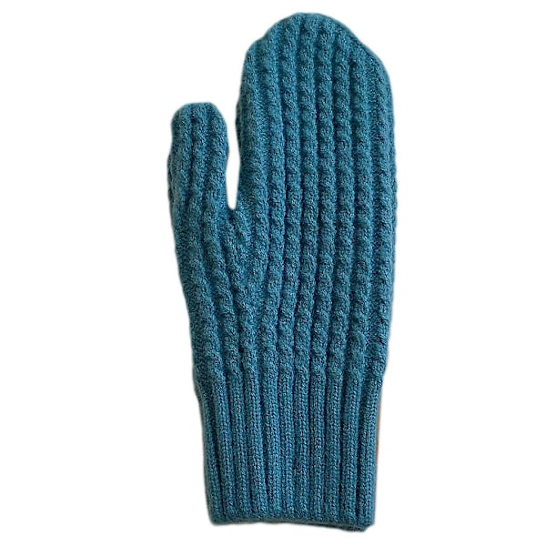 Vintervirkade handskar helfinger stickade vantar enfärgad varma handskar Lake Blue