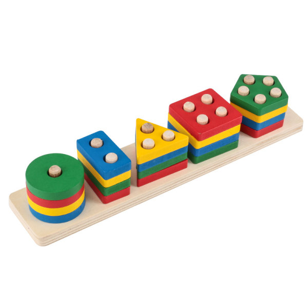 Trä sortering stapling Montessori leksaker, form färg Recogni, ZQKLA