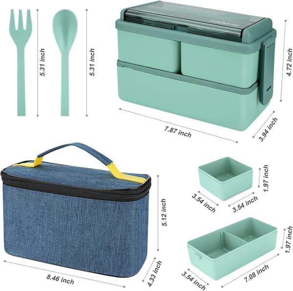 1400ml Matboks med 3 Rom - 2-Lags Bento Boks wit,ZQKLA