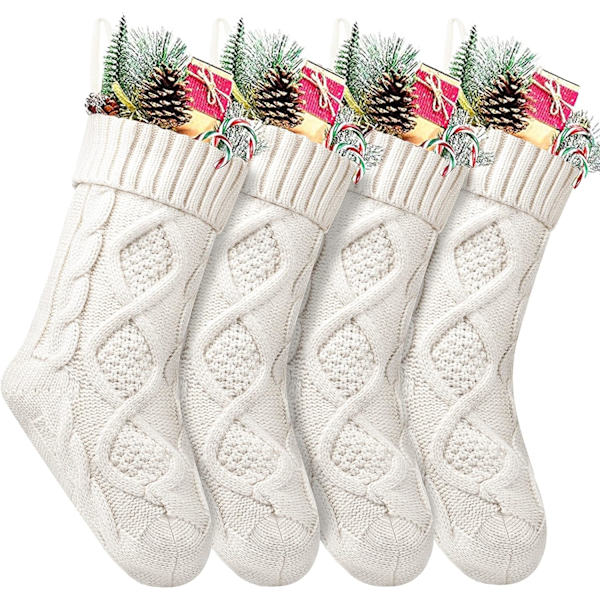 4-pack Julstrumpor, 14 tum Kabelvirkade Strumpor, ZQKLA