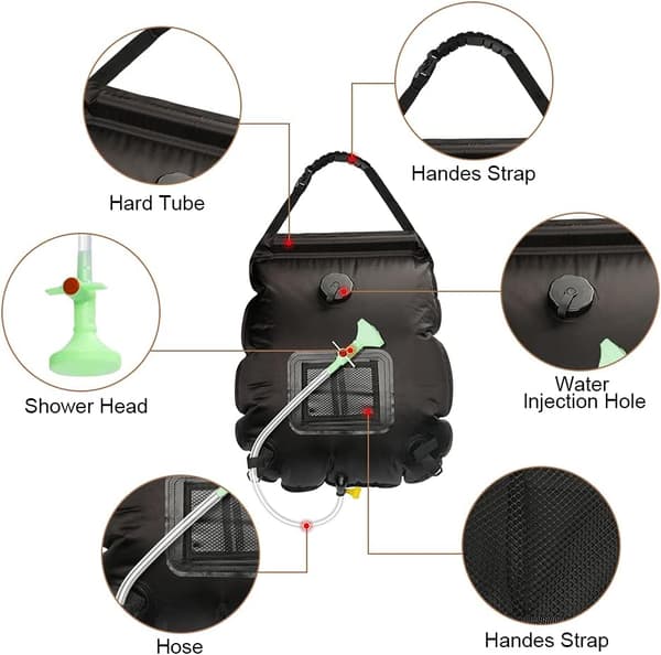Dewenwils Solardusjpose for Camping, 20L Solardusjsekk