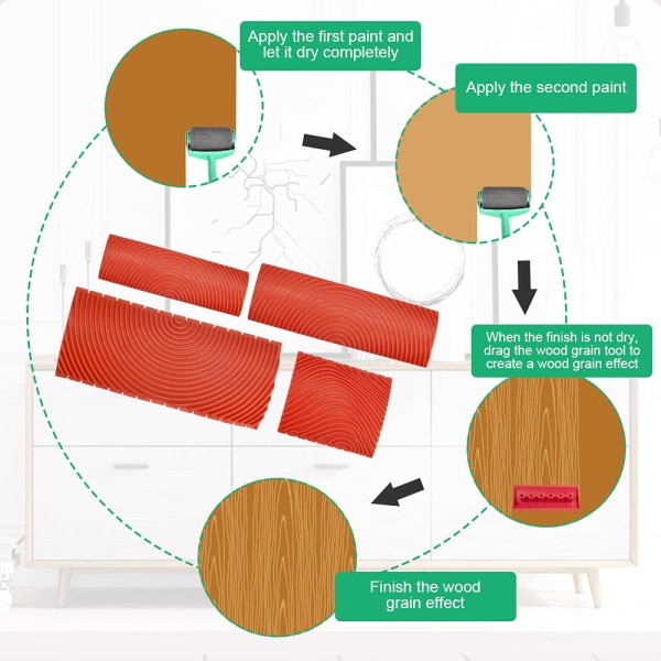 Gummi Wood Grain Tool Gummi Malingsverktøy Kam Faux Wood ,ZQKLA