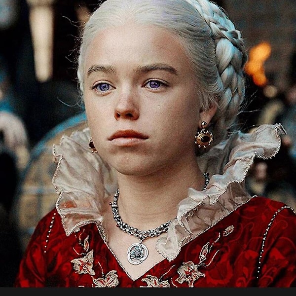 Klassisk amerikansk drama House of the Dragon Sesong 1 Prinsesse Rhaenyra Targaryen Rød Rubin Kjede Halskjede Mote Smykker