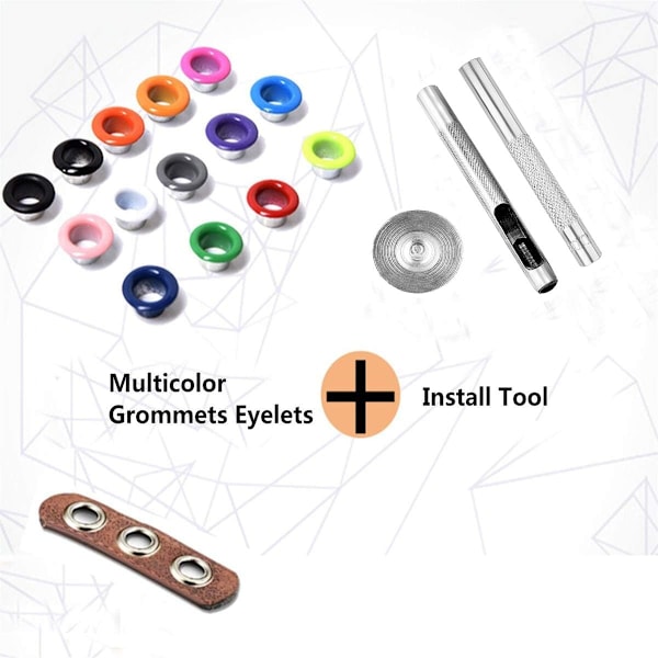 Metall Öglett Kit 3/16 tum 400 st Öglett Öglor Set med 3 st Installationsverktyg Kit och Låda för Skor Kläder Hantverk Väska DIY Projekt 4 Färger