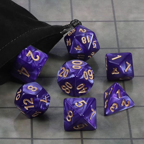 DND Polyedriskt Tärningsset med Tärningspåse för Dungeons and Dragons, ZQKLA