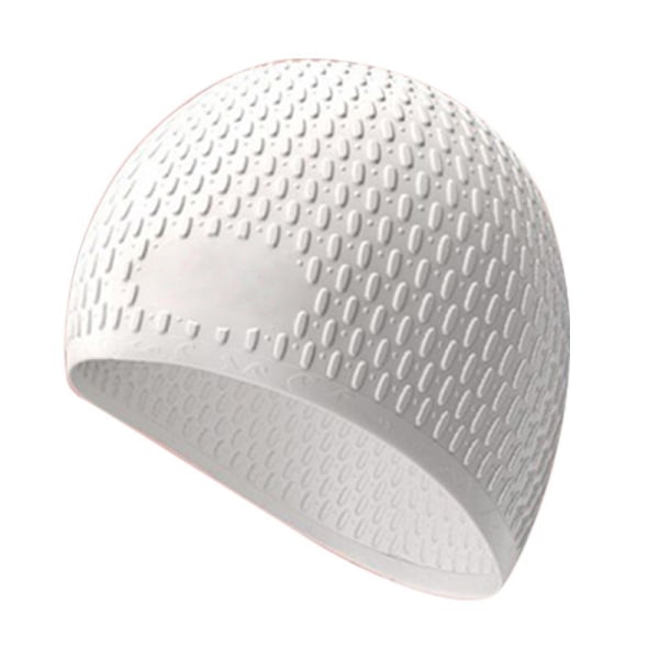 （White）Silicone Swim Cap,comfortable Bathing Cap Ideal For C,ZQKLA