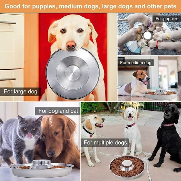 2-pack Rostfria Långsam Ätande Hundskålar, Valpavvänjningsskål, ZQKLA