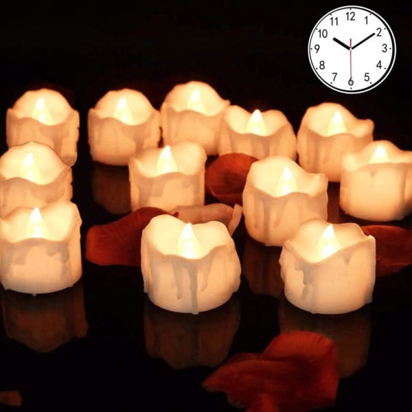 LED-kynttilät ajastimella, 12 lämpimän valkoista liekkitöntä LED-kynttilää, ZQKLA