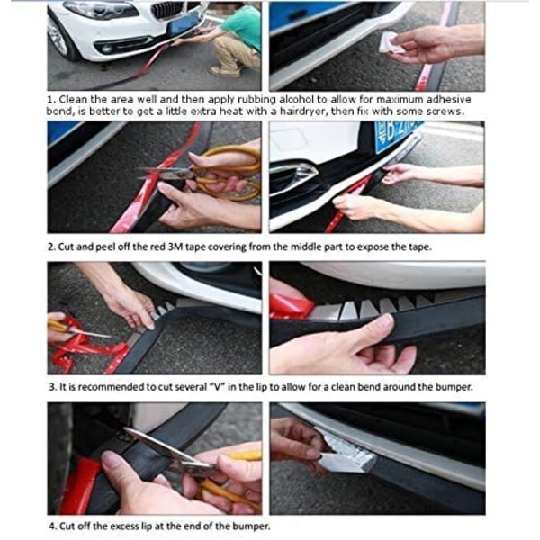 Universal Front Spoiler til Bil - Gummi Klistermærke Lip Splitter B