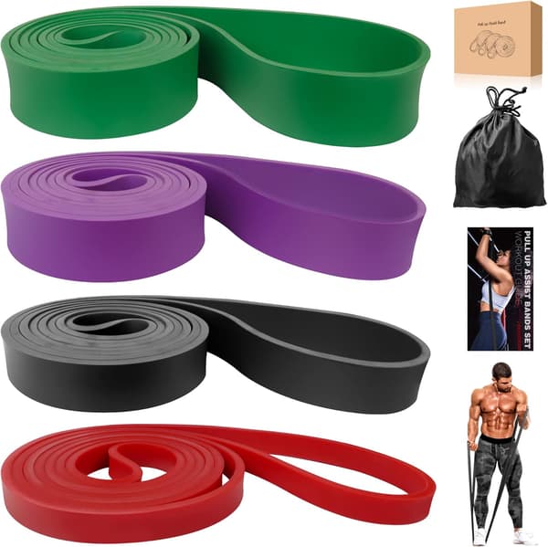 Modstandsbånd Pull Up Assist Bands Sæt, 4 Forskellige niveauer