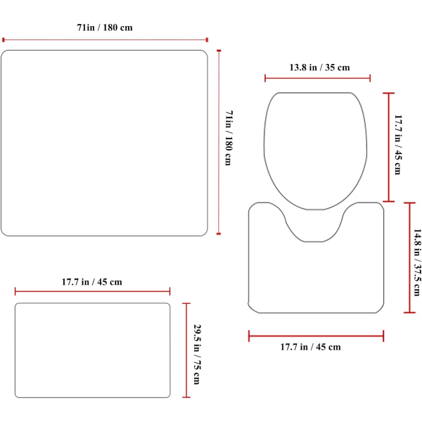 Julduschgardinset med halkfria mattor Toalettlock ,ZQKLA