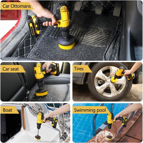 4-pack Borstset för Borrmaskin - Kraftfull Skrubbborste, ZQKLA