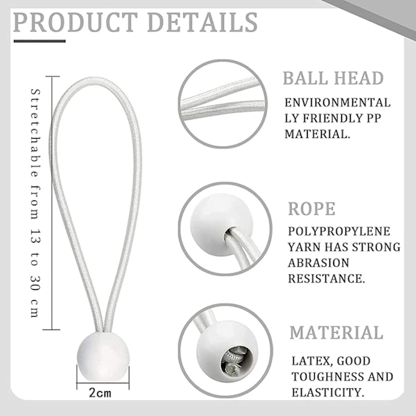 Pakke med 75 Bungee-snore Bungee-snore med Bungee-kugler Gummi, ZQKLA