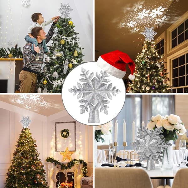 Tree Tips 3D Projektor Roterende Stjerne Juletre LED Topp
