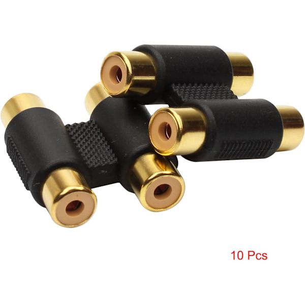 10 stk. RCA-koblingsadapter, 2 RCA hun til 2 RCA hun, ZQKLA