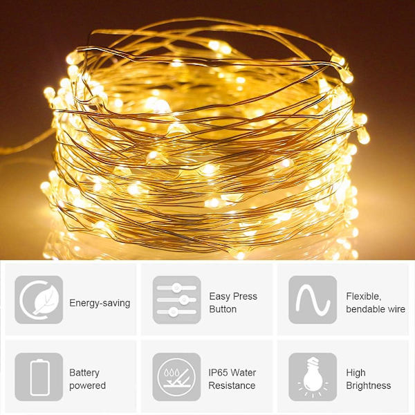 Batteridrivna 16.4Ft/5M 50 LED-ljusslingor Blinkande Chri,ZQKLA