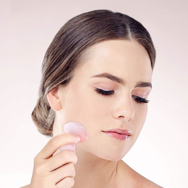 Sienimuotoinen Gua Sha -kaavin hierontatyökalu, luonnonkivi, kasvoille, ruusu