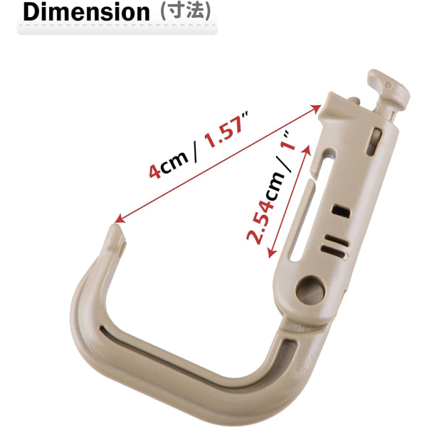 Tactical Carabiner Carabiner nøkkelring D-ringspenne Military,ZQKLA