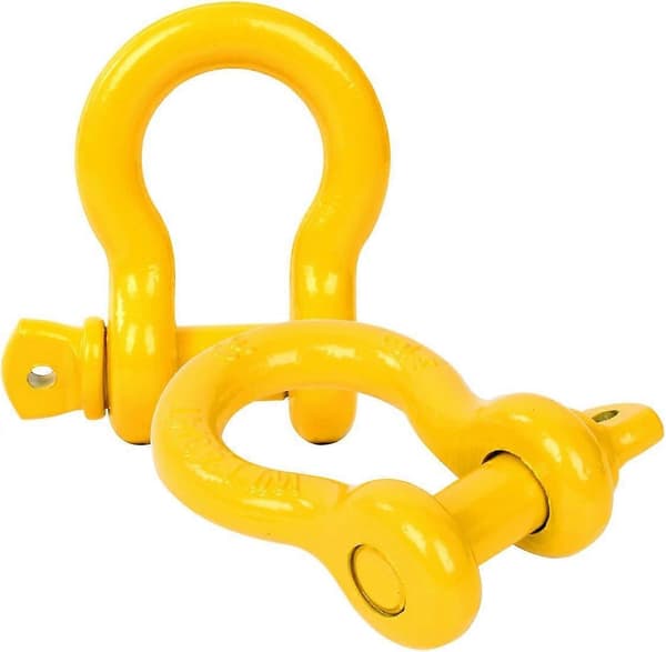 D-ring Schackel, 4,75 t Stor Galvaniserad Stål Schackel, 2-pack Böjda Schacklar med Öglebultar, Kraftig Schackel Bogsering L