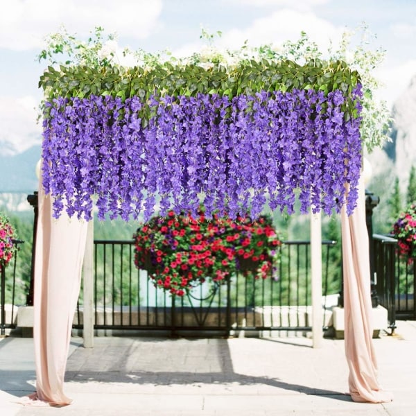12-pack konstgjorda Wisteria-rankor, 3,6 fot, Faux Filigree, ZQKLA
