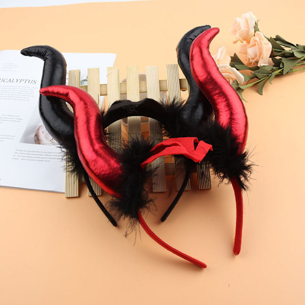 2-pack Halloween Huvudspänne Reflekterande Tyg Horn Huvudband, ZQKLA