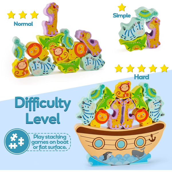 2 i 1 Wooden Kids Game - Ocean Balance Toy - Educational and Act