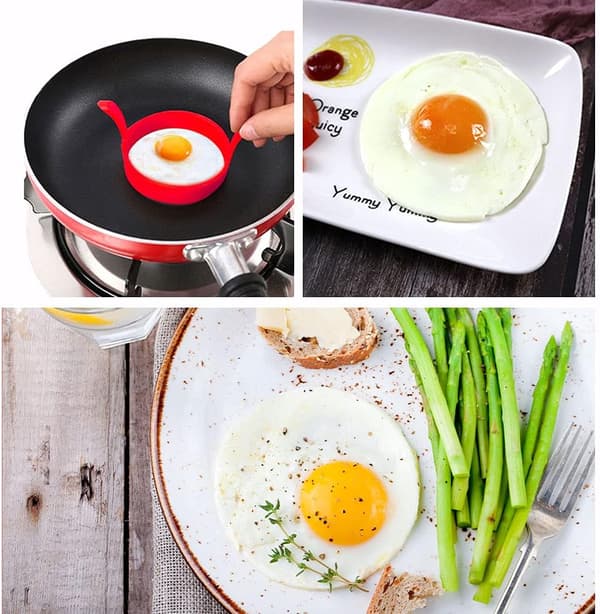 4 st Stekformar för ägg, 8 cm Silikon Äggformar Pannkaksstekformar Stekt Ägg