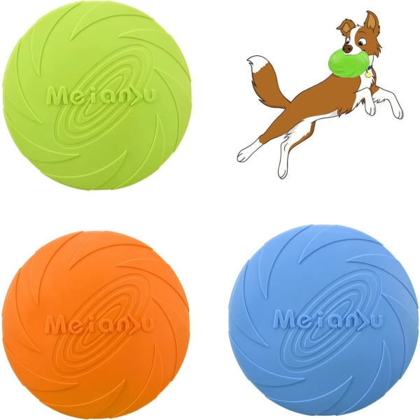 3-delt hundefrisbee, hundelekefrisbee, gummifrisbee, hund D,ZQKLA