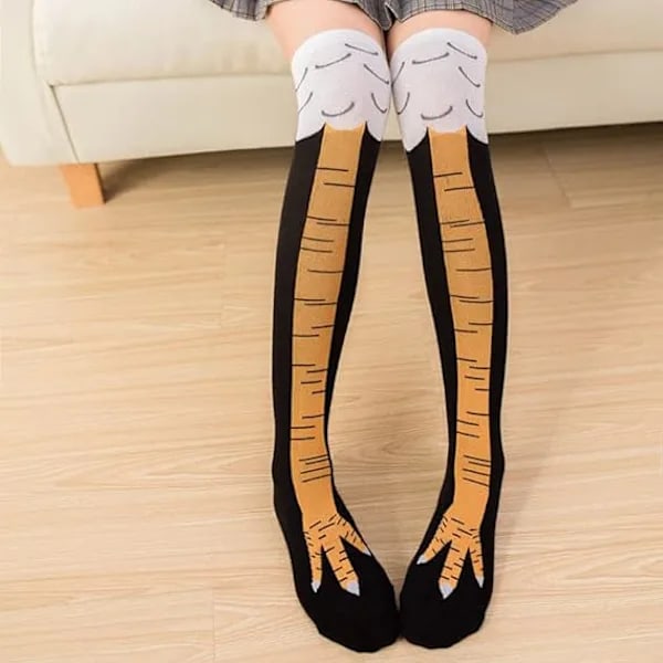 2 Pairs Chicken Leg Socks, Funny Chicken Socks (Long Style + Short Style)